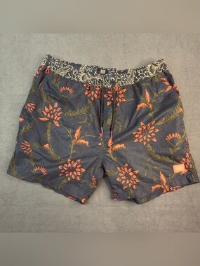 Scotch & Soda Men's Swim Shorts Size XL Navy Orange Botanical Luxury Beachwear